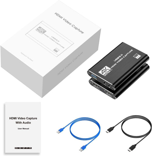 4K HDMI Capture Card for Streaming, Full HD 1080P 60FPS USB 3.0 Cam Link Game Audio Video Capture Card, Work with Camera/Nintendo Switch/Xbox/PS4/PS5/PC/OBS (Black)