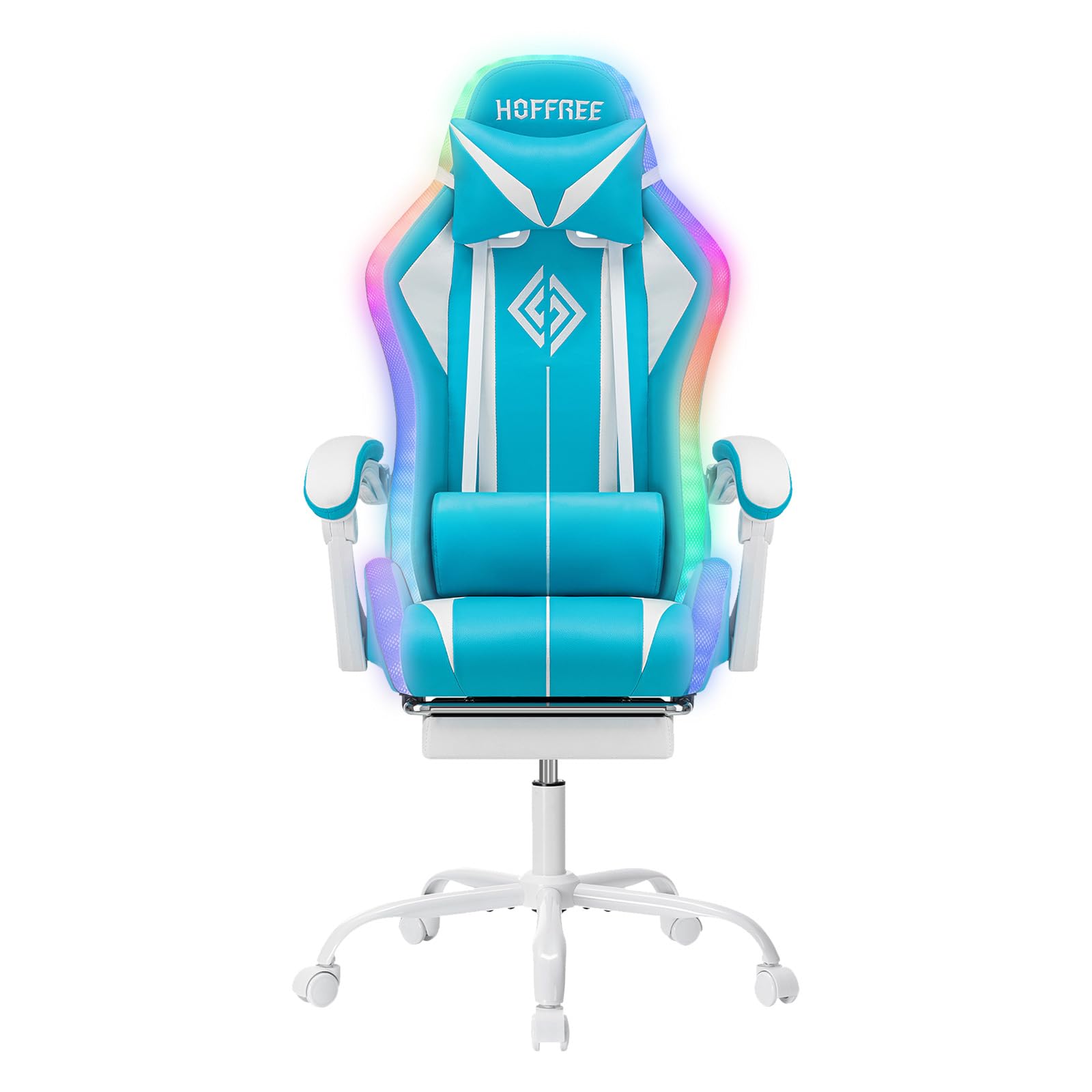 RGB Gaming Chair Massage with LED Lights and Footrest Ergonomic Computer Gaming Chair with High Back Video Game Chair with Adjustable Lumbar Support Red and Black