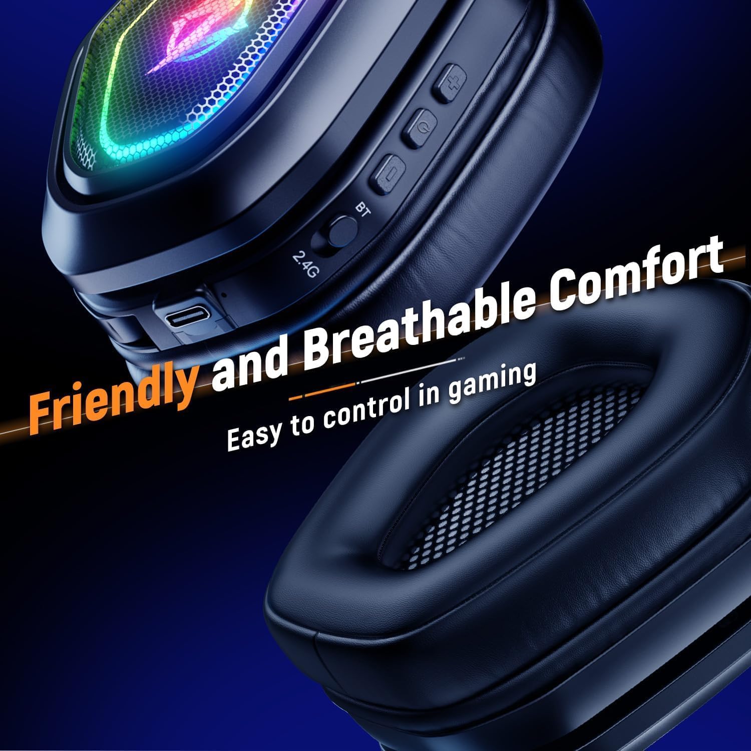 Ozeino 2.4GHz Wireless Gaming Headset for PC, Ps5, Ps4 - Lossless Audio USB & Type-C Ultra Stable Gaming Headphones with Flip Microphone, 40-Hr Battery Gamer Headset for Switch, Laptop, Mobile, Mac