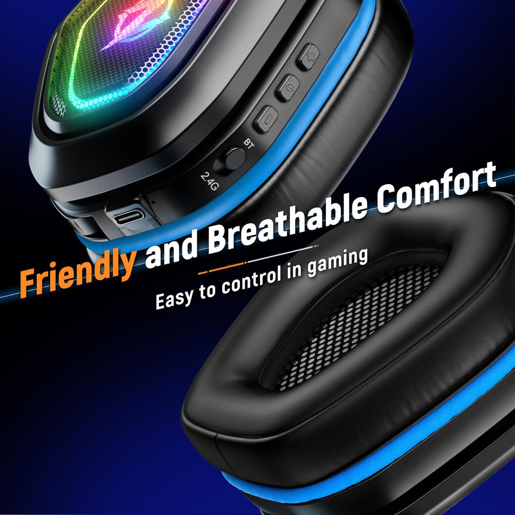 Ozeino 2.4GHz Wireless Gaming Headset for PC, Ps5, Ps4 - Lossless Audio USB & Type-C Ultra Stable Gaming Headphones with Flip Microphone, 40-Hr Battery Gamer Headset for Switch, Laptop, Mobile, Mac