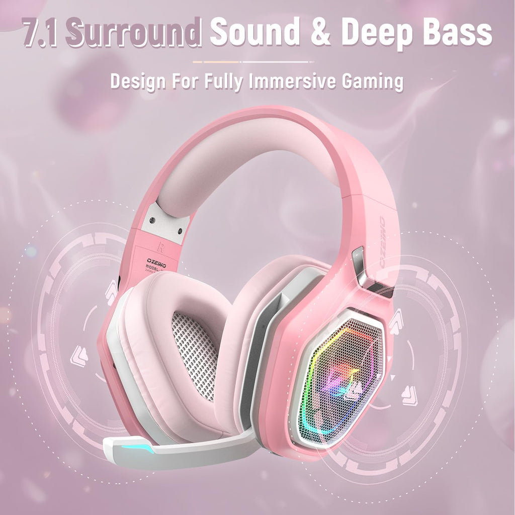 Ozeino 2.4GHz Wireless Gaming Headset for PC, Ps5, Ps4 - Lossless Audio USB & Type-C Ultra Stable Gaming Headphones with Flip Microphone, 40-Hr Battery Gamer Headset for Switch, Laptop, Mobile, Mac