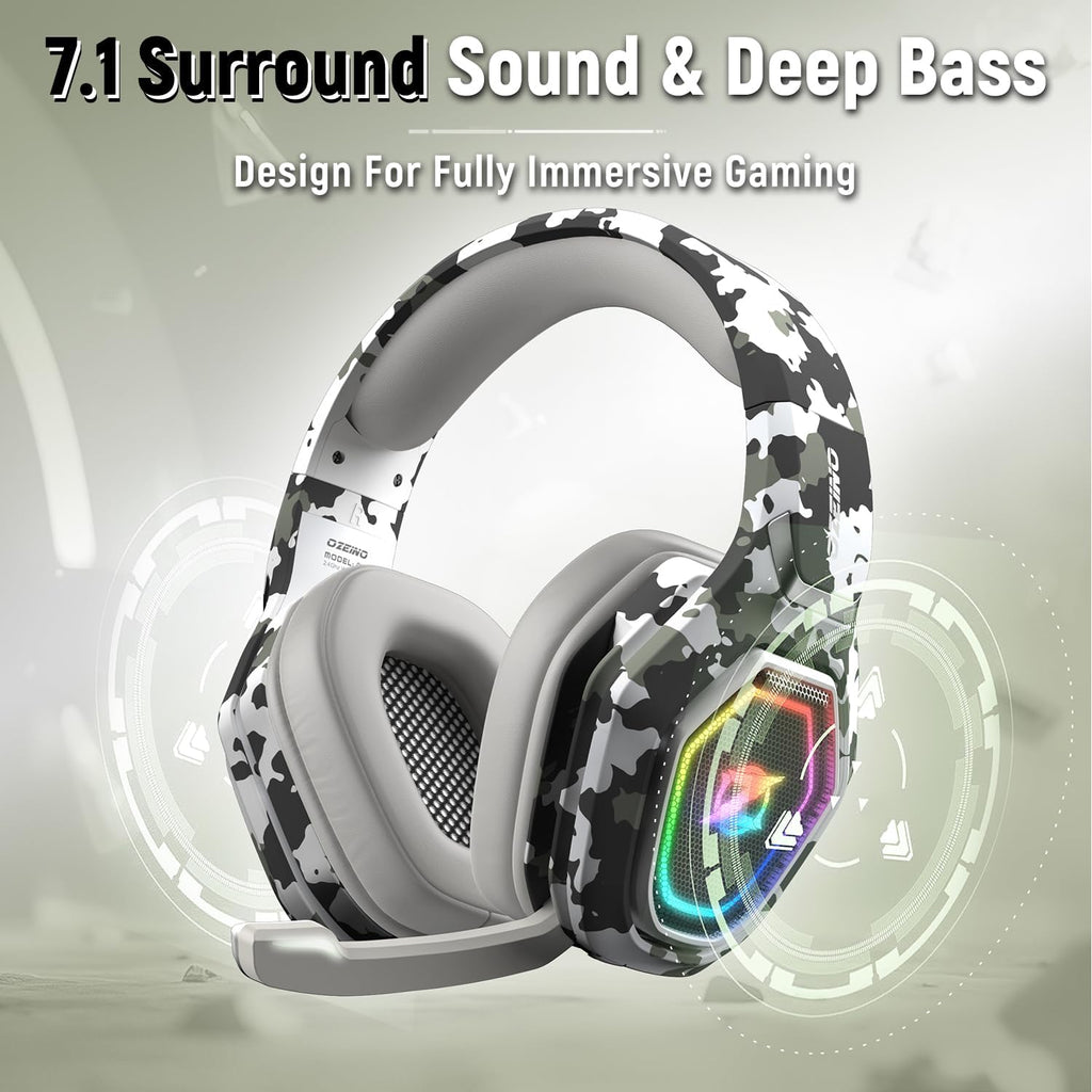 Ozeino 2.4GHz Wireless Gaming Headset for PC, Ps5, Ps4 - Lossless Audio USB & Type-C Ultra Stable Gaming Headphones with Flip Microphone, 40-Hr Battery Gamer Headset for Switch, Laptop, Mobile, Mac