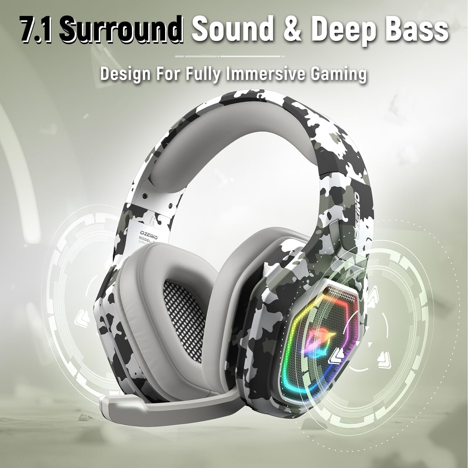 Ozeino 2.4GHz Wireless Gaming Headset for PC, Ps5, Ps4 - Lossless Audio USB & Type-C Ultra Stable Gaming Headphones with Flip Microphone, 40-Hr Battery Gamer Headset for Switch, Laptop, Mobile, Mac