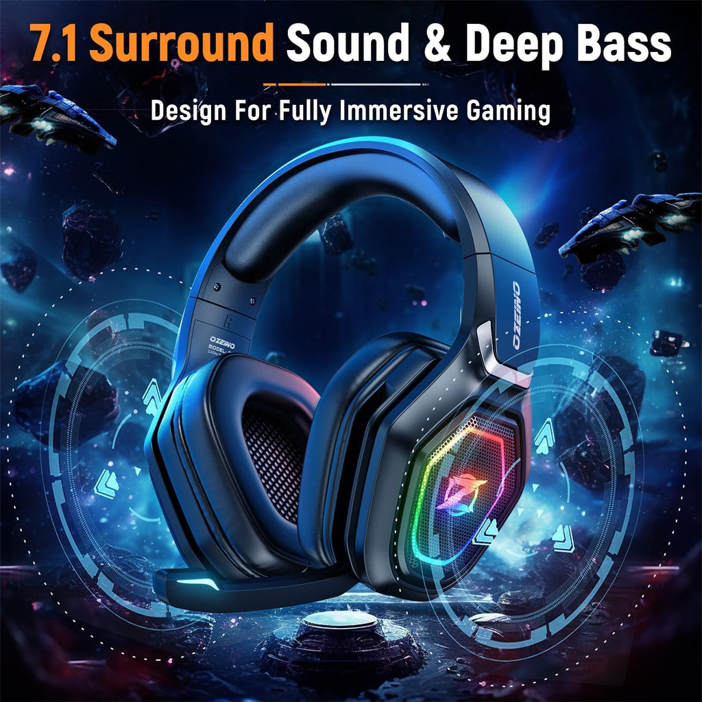 Ozeino 2.4GHz Wireless Gaming Headset for PC, Ps5, Ps4 - Lossless Audio USB & Type-C Ultra Stable Gaming Headphones with Flip Microphone, 40-Hr Battery Gamer Headset for Switch, Laptop, Mobile, Mac