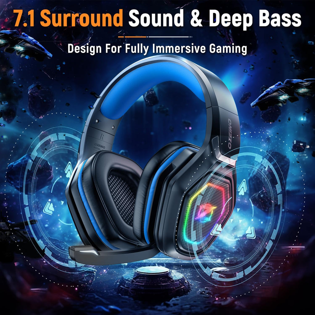 Ozeino 2.4GHz Wireless Gaming Headset for PC, Ps5, Ps4 - Lossless Audio USB & Type-C Ultra Stable Gaming Headphones with Flip Microphone, 40-Hr Battery Gamer Headset for Switch, Laptop, Mobile, Mac