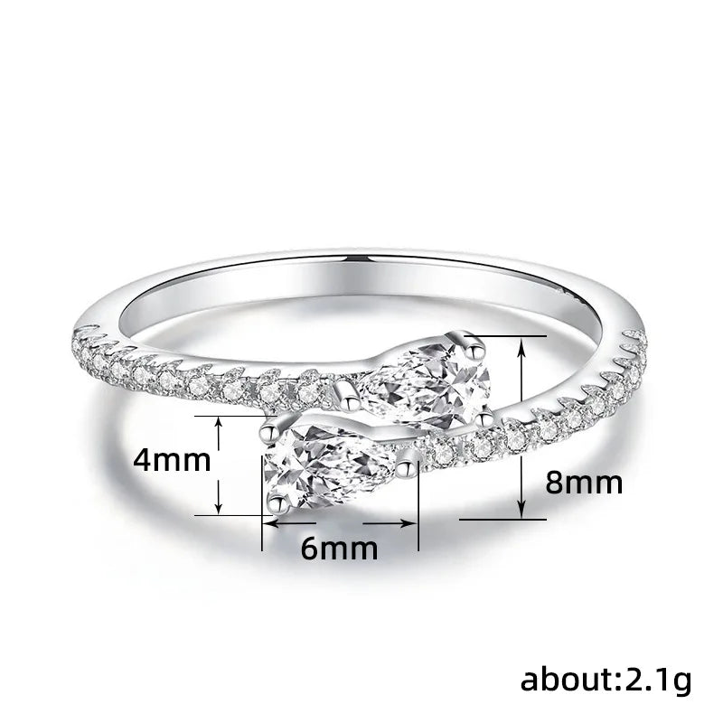 Q408 White Gold Diamond Ring Pear Cut Natural Diamond Engagement Ring For Women D Color Side Stones