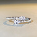 Q408 White Gold Diamond Ring Pear Cut Natural Diamond Engagement Ring For Women D Color Side Stones