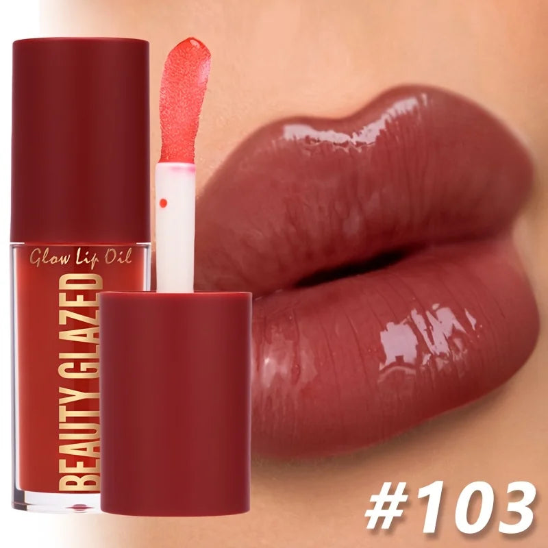BEAUTY GLAZED 4 Color Moisturizing Lip Oil Moisturizing Lip Gloss Luminous Oil Lip Glos Liquid Lip Gloss, Natural Lip Enhancer