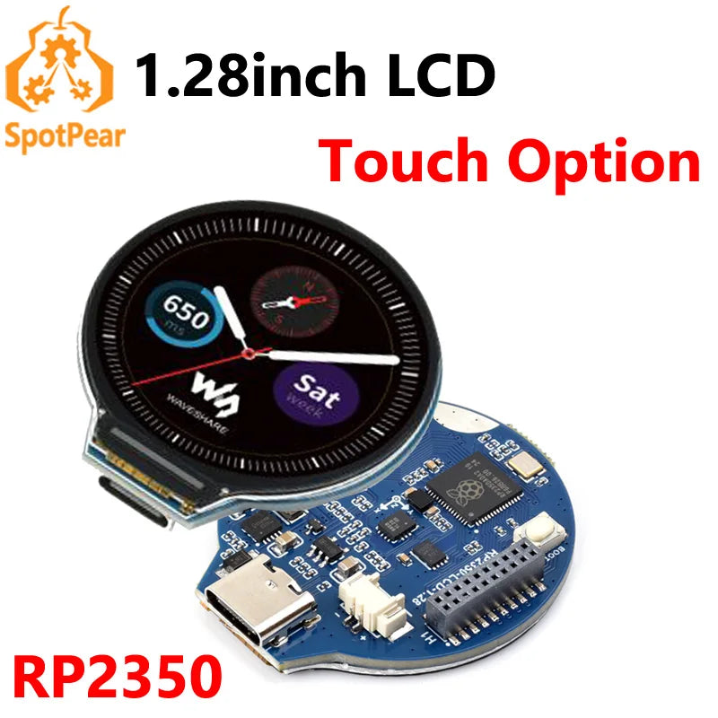 Raspberry Pi RP2350 1.28inch Round LCD Touch Option 65K Color IPS Panel 240×240