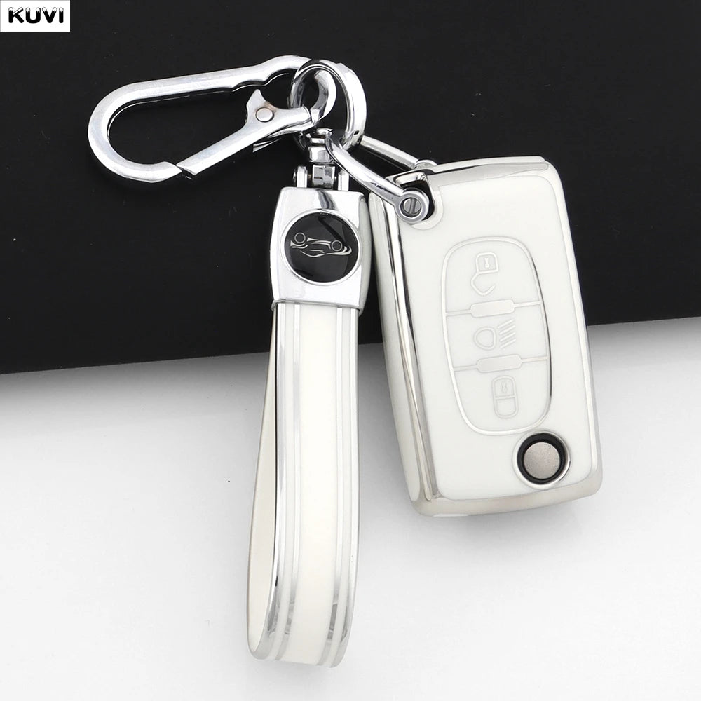 3 Buttons TPU Car Folding Key Fob Case Cover Holder Keychain For Citroen DC2 C3 C4 C5 C6 SG C8 Xsara Picasso CE0523 2008-2018