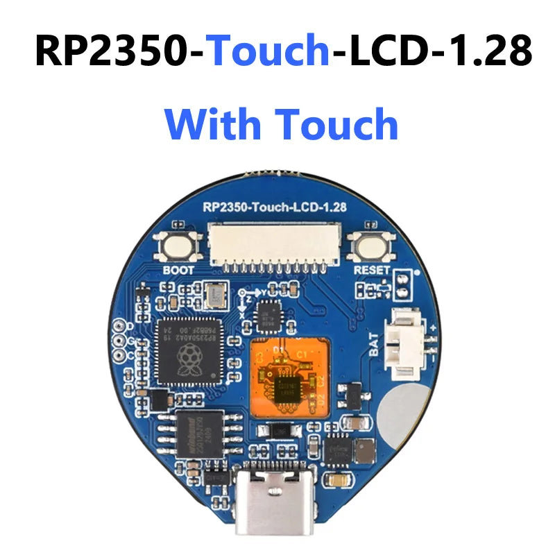 Raspberry Pi RP2350 1.28inch Round LCD Touch Option 65K Color IPS Panel 240×240
