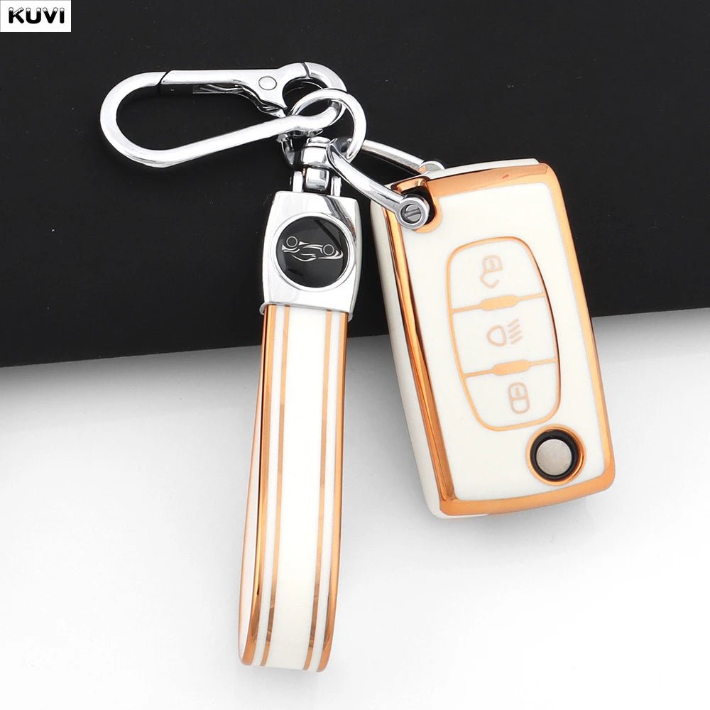 3 Buttons TPU Car Folding Key Fob Case Cover Holder Keychain For Citroen DC2 C3 C4 C5 C6 SG C8 Xsara Picasso CE0523 2008-2018