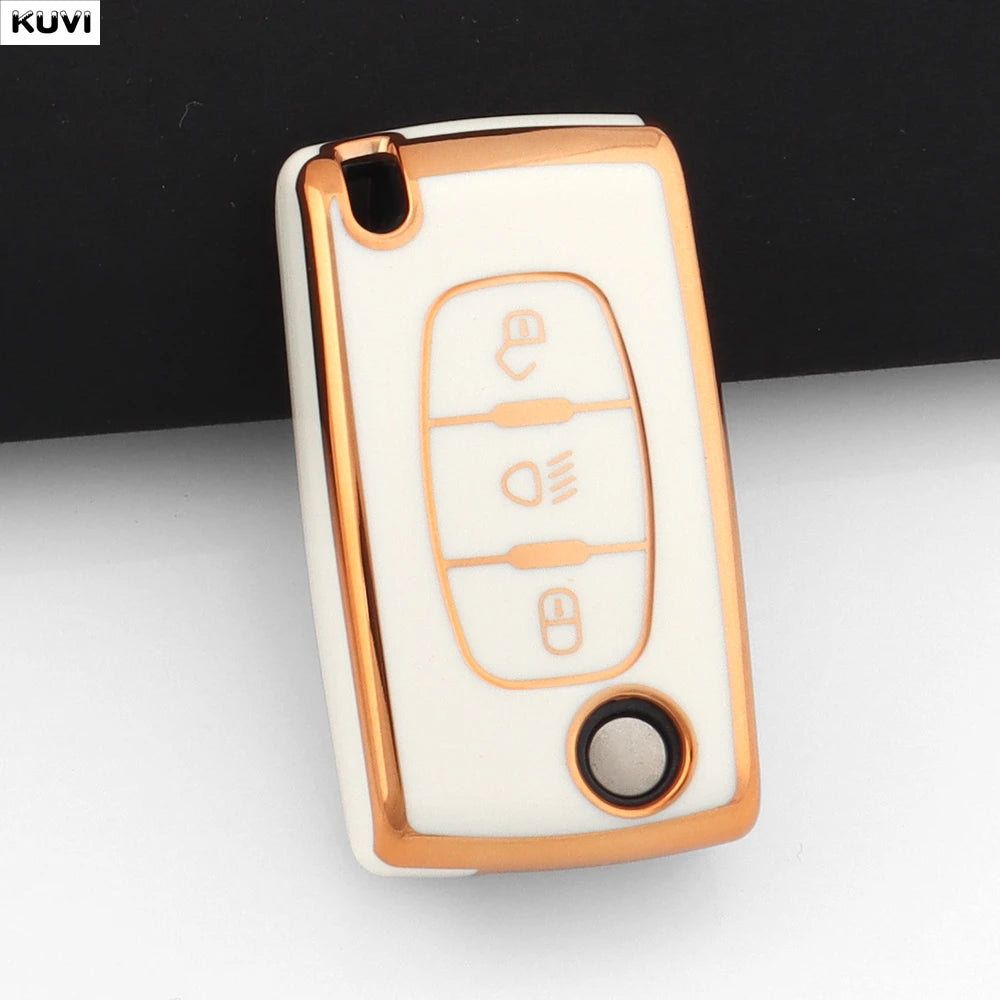 3 Buttons TPU Car Folding Key Fob Case Cover Holder Keychain For Citroen DC2 C3 C4 C5 C6 SG C8 Xsara Picasso CE0523 2008-2018