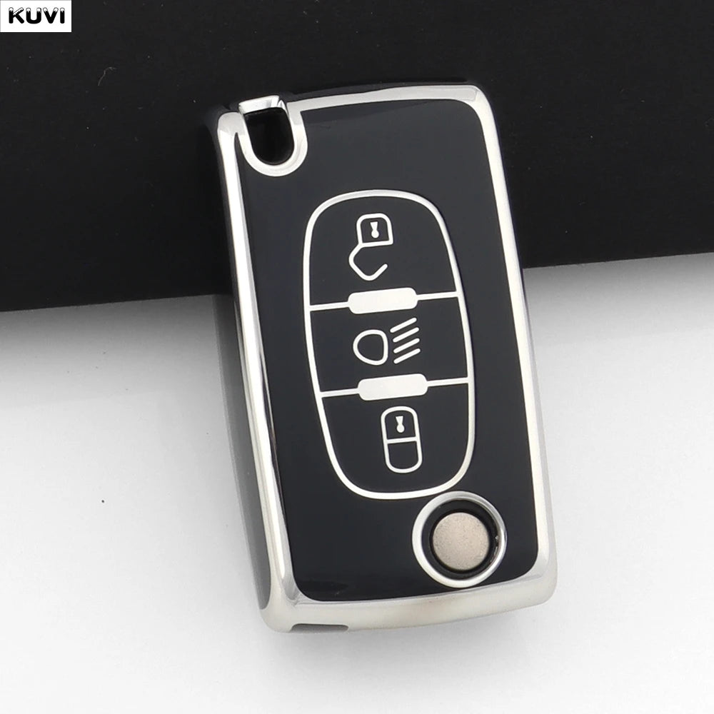 3 Buttons TPU Car Folding Key Fob Case Cover Holder Keychain For Citroen DC2 C3 C4 C5 C6 SG C8 Xsara Picasso CE0523 2008-2018