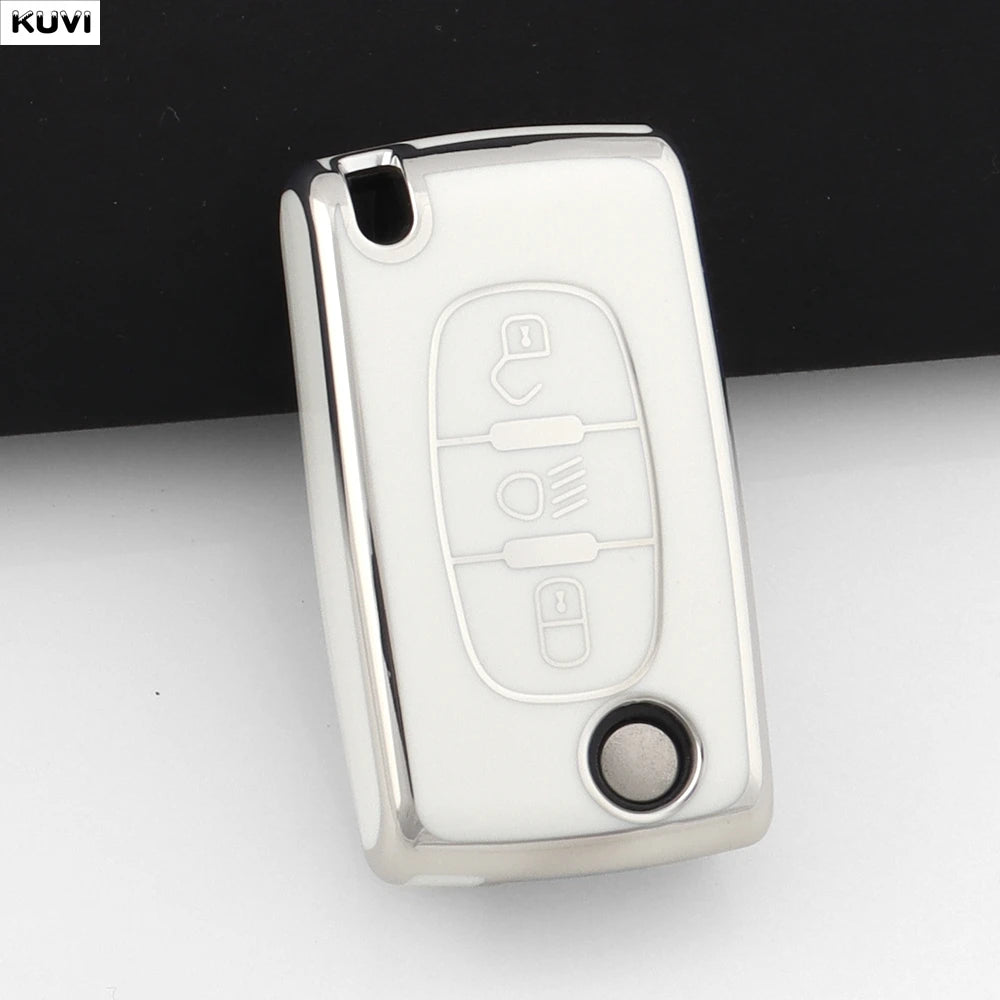 3 Buttons TPU Car Folding Key Fob Case Cover Holder Keychain For Citroen DC2 C3 C4 C5 C6 SG C8 Xsara Picasso CE0523 2008-2018