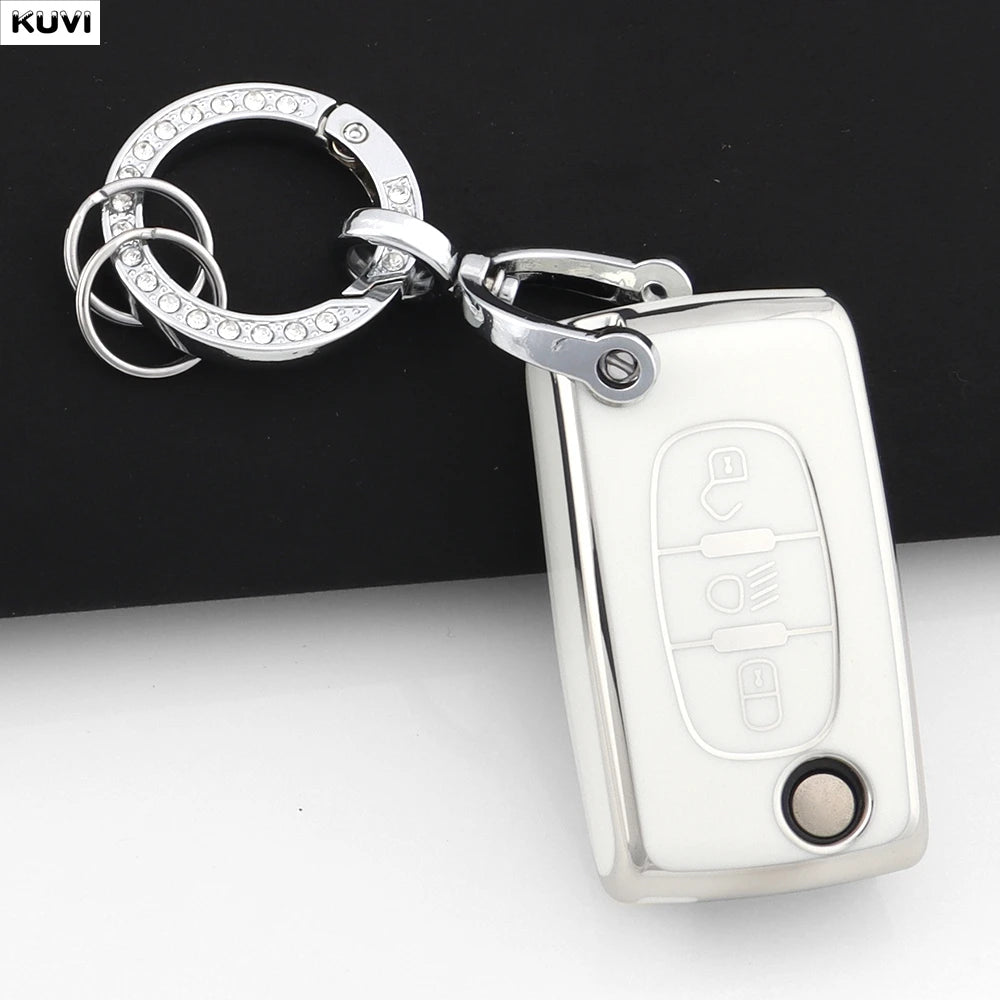 3 Buttons TPU Car Folding Key Fob Case Cover Holder Keychain For Citroen DC2 C3 C4 C5 C6 SG C8 Xsara Picasso CE0523 2008-2018