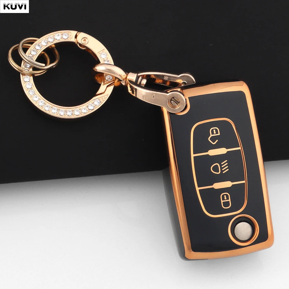 3 Buttons TPU Car Folding Key Fob Case Cover Holder Keychain For Citroen DC2 C3 C4 C5 C6 SG C8 Xsara Picasso CE0523 2008-2018