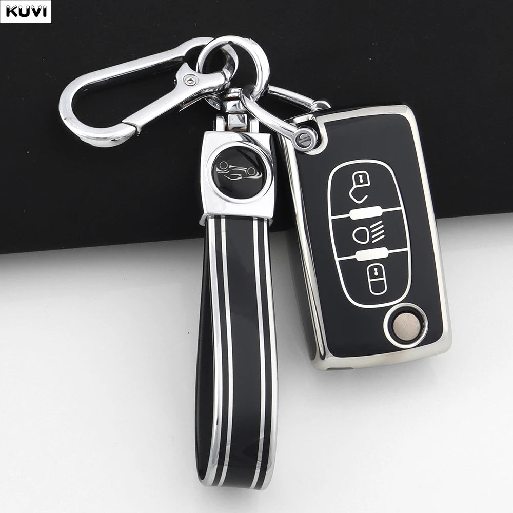 3 Buttons TPU Car Folding Key Fob Case Cover Holder Keychain For Citroen DC2 C3 C4 C5 C6 SG C8 Xsara Picasso CE0523 2008-2018
