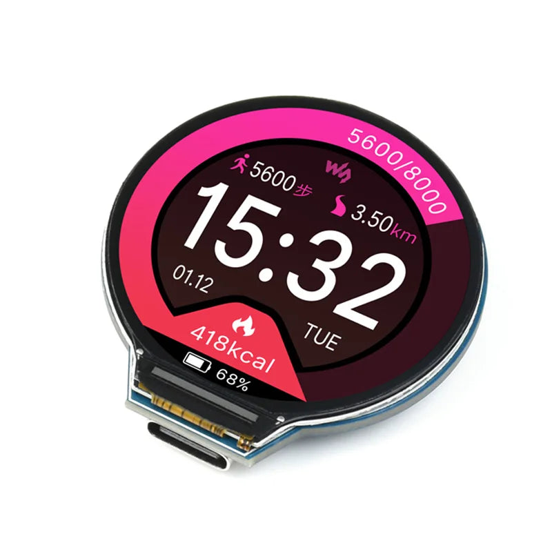 Raspberry Pi RP2350 1.28inch Round LCD Touch Option 65K Color IPS Panel 240×240