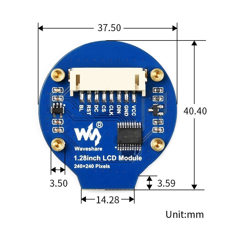 1.28 Inch Round LCD Display Module IPS Screen 65K RGB Colors 240*240  SPI Interface For Raspberry Pi Jetson Nano for Arduino