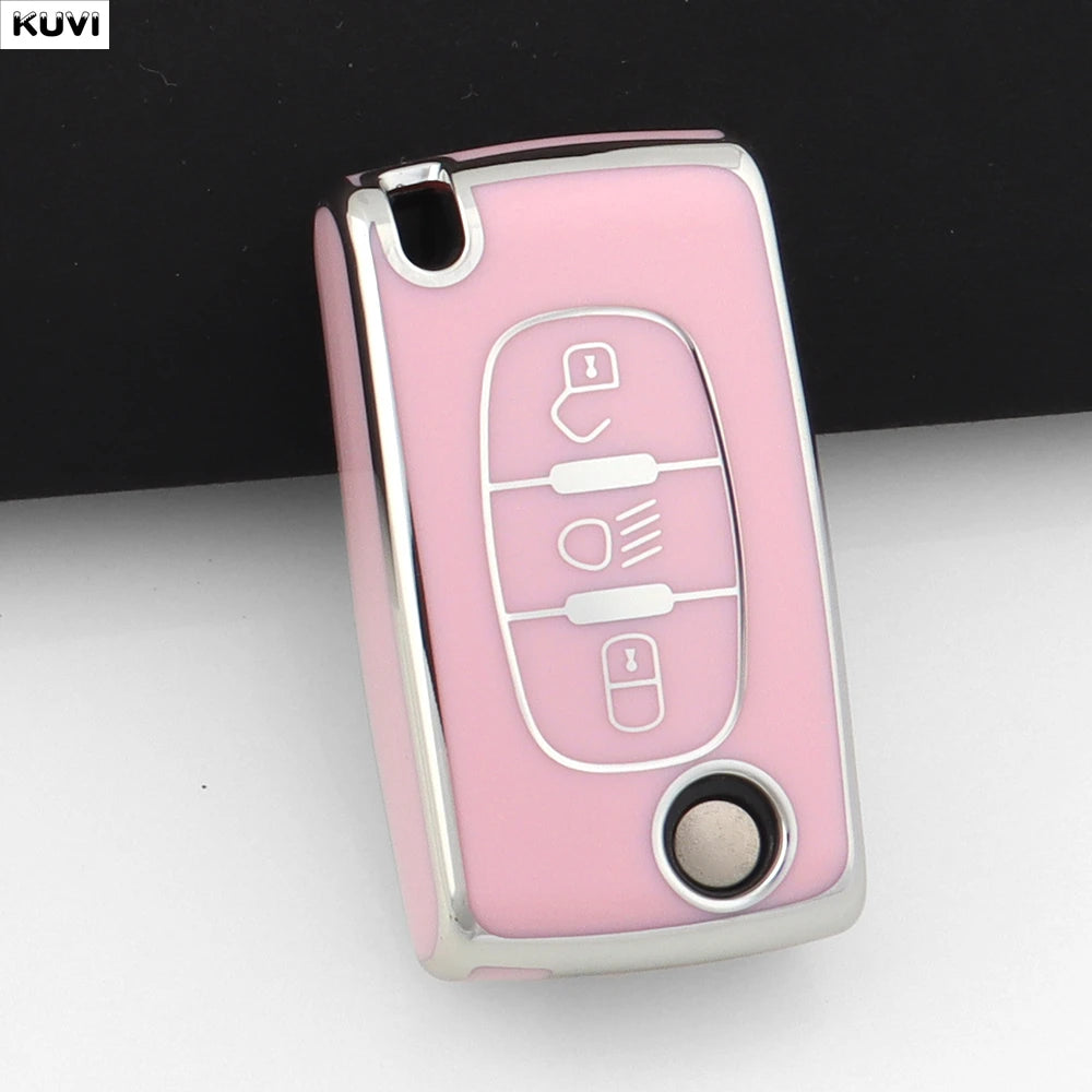 3 Buttons TPU Car Folding Key Fob Case Cover Holder Keychain For Citroen DC2 C3 C4 C5 C6 SG C8 Xsara Picasso CE0523 2008-2018