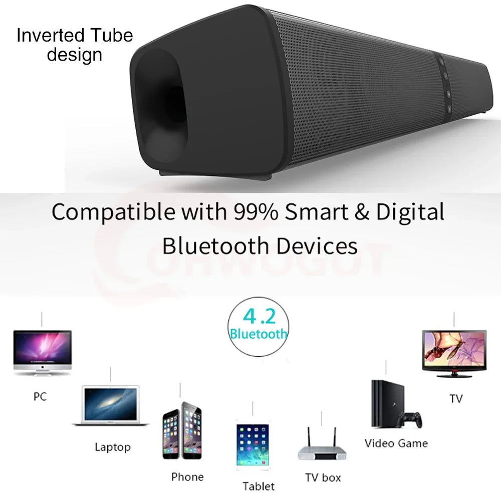 Portable Super Powerful Wireless Bluetooth Speaker Surround Stereo caixa de som Sound Bar Home TV Sound Box Subwoofer FM Radio