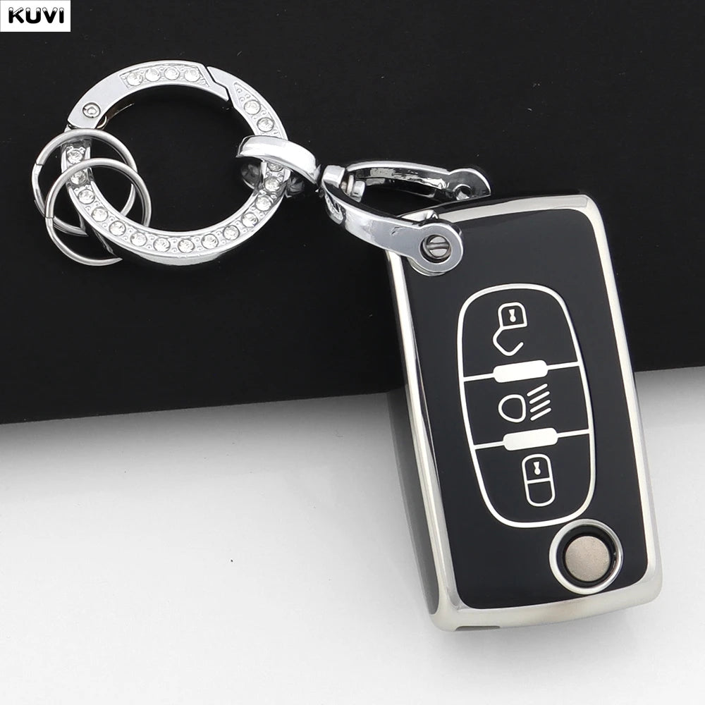 3 Buttons TPU Car Folding Key Fob Case Cover Holder Keychain For Citroen DC2 C3 C4 C5 C6 SG C8 Xsara Picasso CE0523 2008-2018