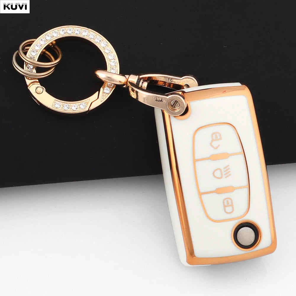 3 Buttons TPU Car Folding Key Fob Case Cover Holder Keychain For Citroen DC2 C3 C4 C5 C6 SG C8 Xsara Picasso CE0523 2008-2018