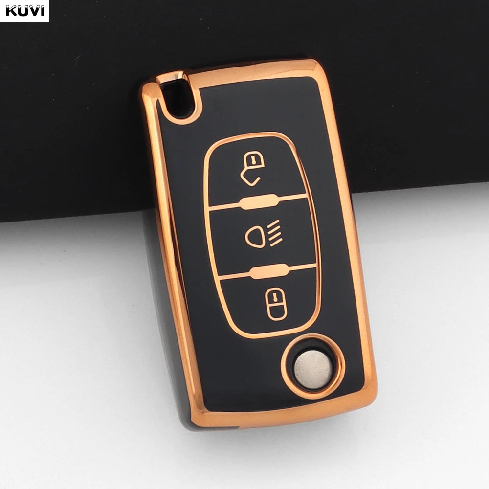 3 Buttons TPU Car Folding Key Fob Case Cover Holder Keychain For Citroen DC2 C3 C4 C5 C6 SG C8 Xsara Picasso CE0523 2008-2018